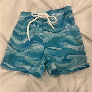 Kids Swim Trunks - Blue Wave Pattern size 3-6 months
